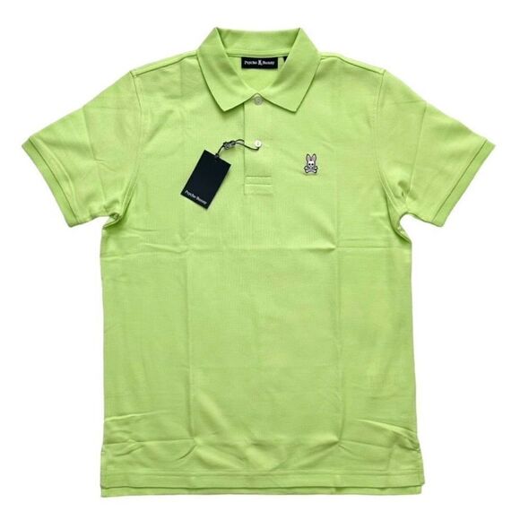 Psycho Bunny Men's Green Polo Shirt Classic Lime Glow Green Size 4 Small - Picture 1 of 7